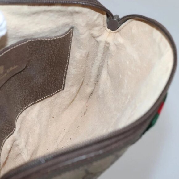 GUCCI GG Supreme Web Sherry Line Bag PVC Beige Gold 904 02 047 Auth - Picture 9 of 16